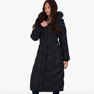 Madden Girl women’s long Chevron Maxi, puffer coat black‎ nwt size XL